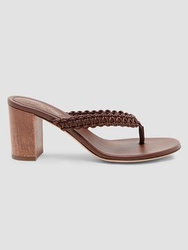Gianvito Rossi Women's Macramé Leather 70MM Block Heel Sandals