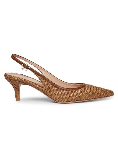 Gianvito Rossi Women's Marbella 55MM Raffia & Leather Pumps