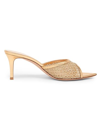 Gianvito Rossi Women's Sienna 70MM Metallic Silk & Leather Stiletto Mules