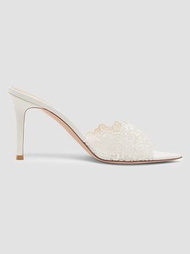 Gianvito Rossi Women's Yvonne 85MM Mesh Lace & Leather Mule Sandals