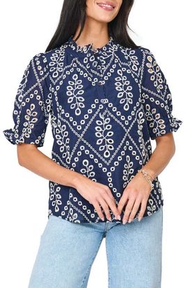 GIBSONLOOK GIBSONLOOK Dianthus Puff Sleeve Cotton Top