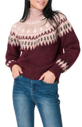 GIBSONLOOK GIBSONLOOK Fair Isle Mock Neck Sweater