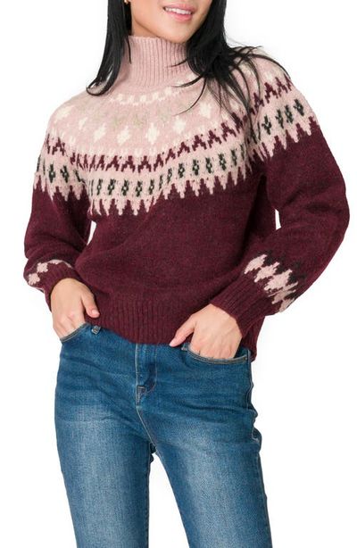 GIBSONLOOK GIBSONLOOK Fair Isle Mock Neck Sweater