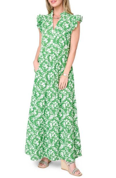 GIBSONLOOK GIBSONLOOK Floral Print Flutter Sleeve Maxi Dress