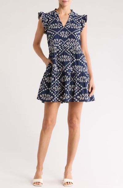 GIBSONLOOK GIBSONLOOK Flutter Sleeve Cotton Eyelet Minidress