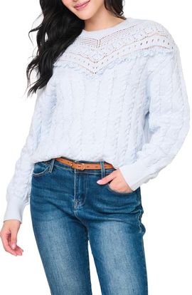 GIBSONLOOK GIBSONLOOK Lace Ruffle Cotton Blend Sweater