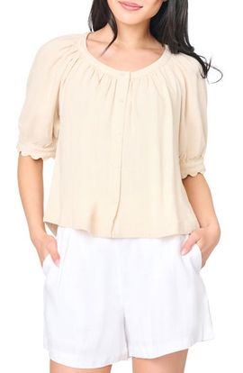 GIBSONLOOK GIBSONLOOK Lily Scallop Sleeve Button-Up Top