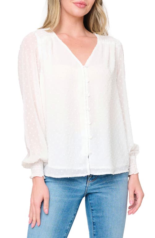 GIBSONLOOK GIBSONLOOK Pin Dot Smocked Detail V-Neck Blouse