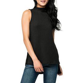 GIBSONLOOK GIBSONLOOK Ribbed High-Low Mock Neck Tunic Tank