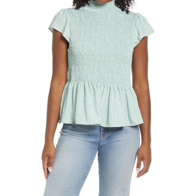 GIBSONLOOK GIBSONLOOK Smocked Detail Peplum Top