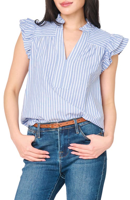GIBSONLOOK GIBSONLOOK Stripe Flutter Sleeve Poplin Top