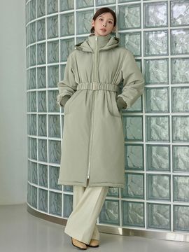 GIEMAR Belt Long Padded Hooded Jumper [Green]