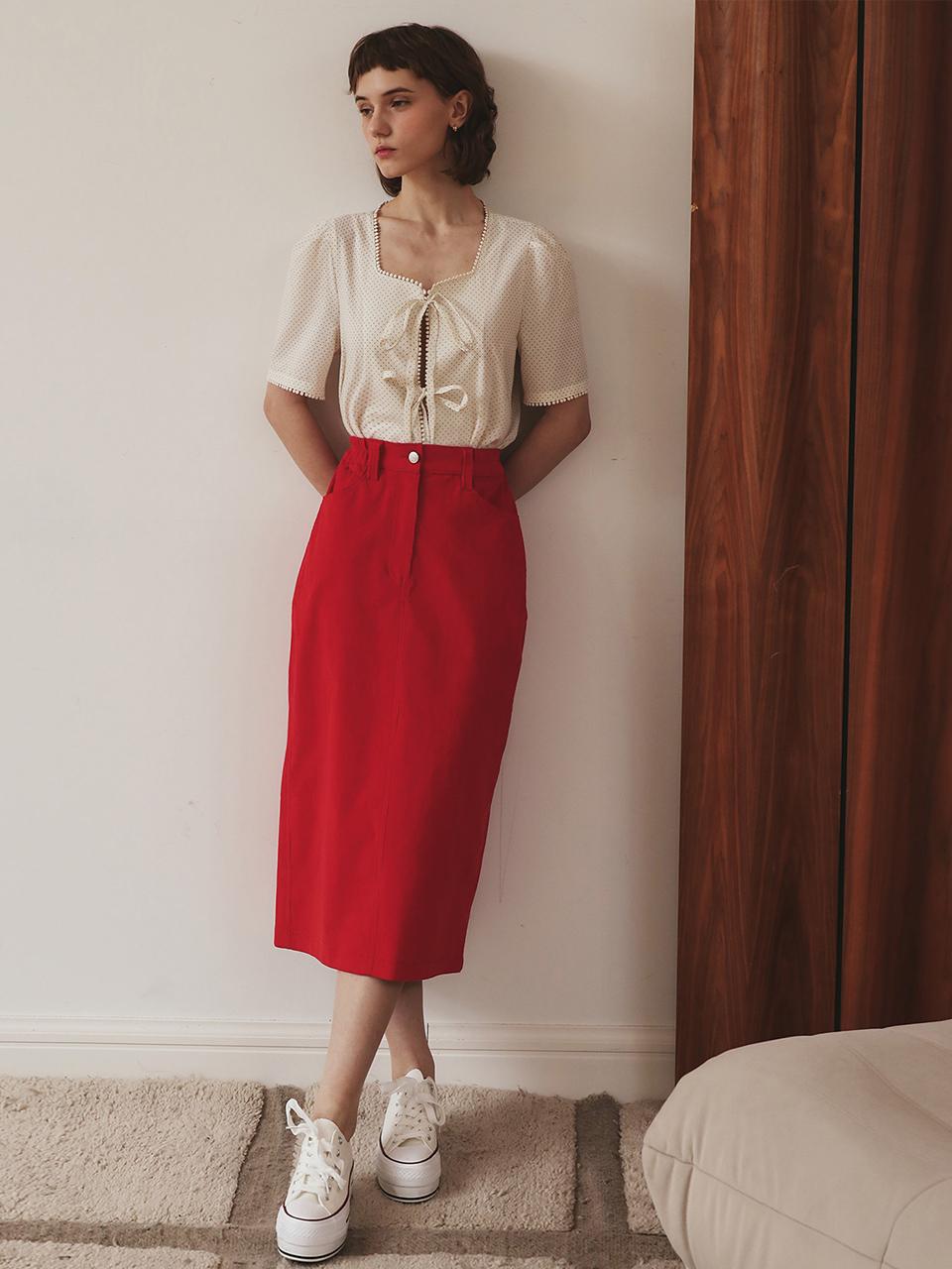 GIEMAR CORDUROY SKIRT RED