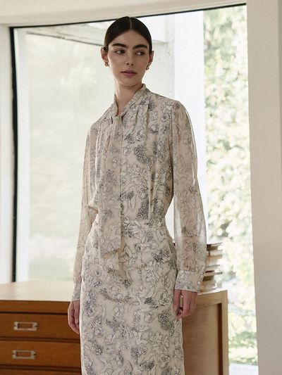 GIEMAR Flower Tie Blouse