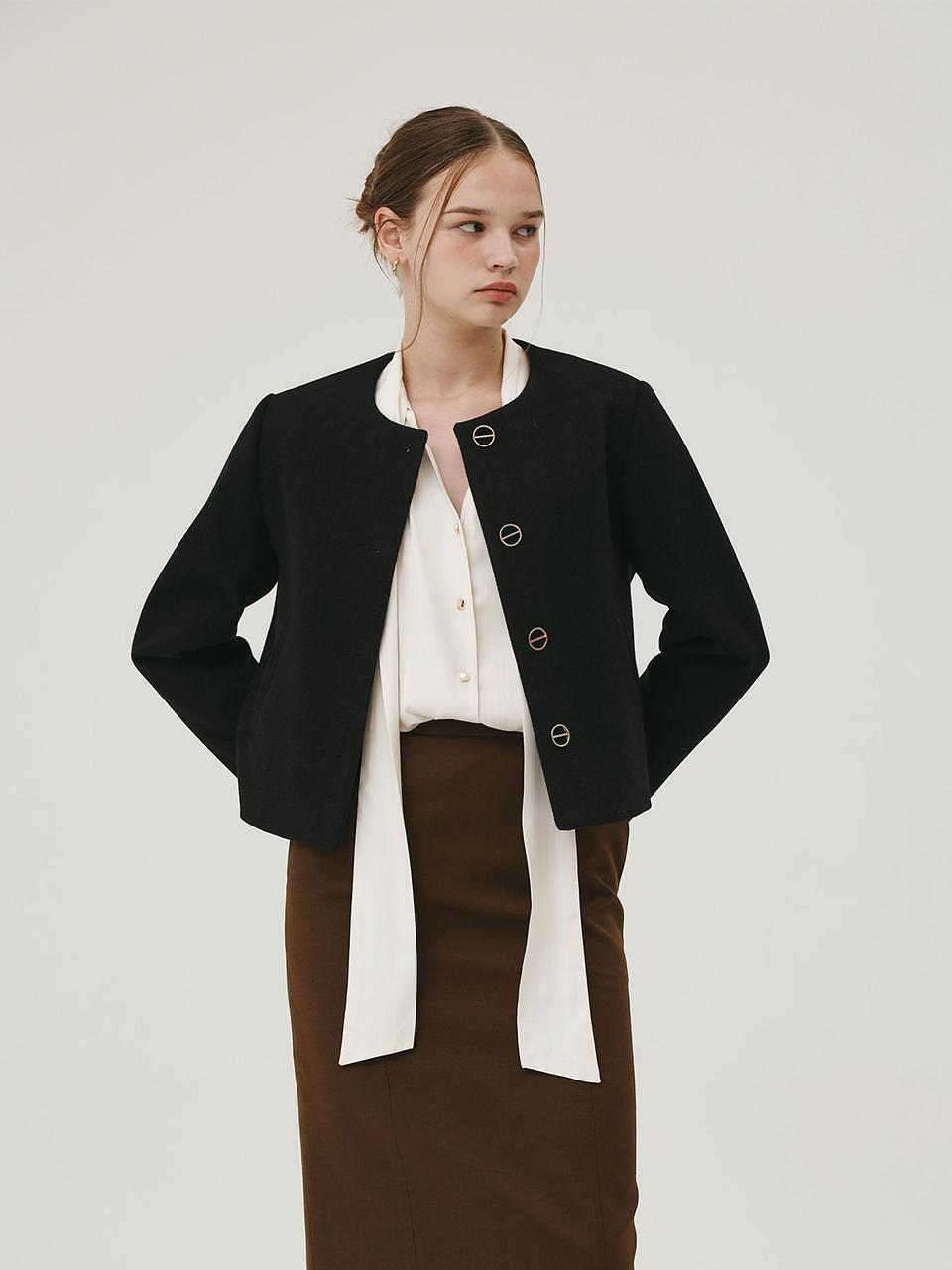 GIEMAR GOLD BUTTON SHORT JACKET BLACK