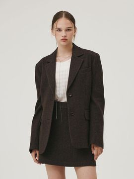 GIEMAR HERRINGBONE CLASSIC WOOL JACKET BROWN