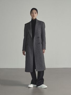 GIEMAR HERRINGBONE WOOL LONG COAT
