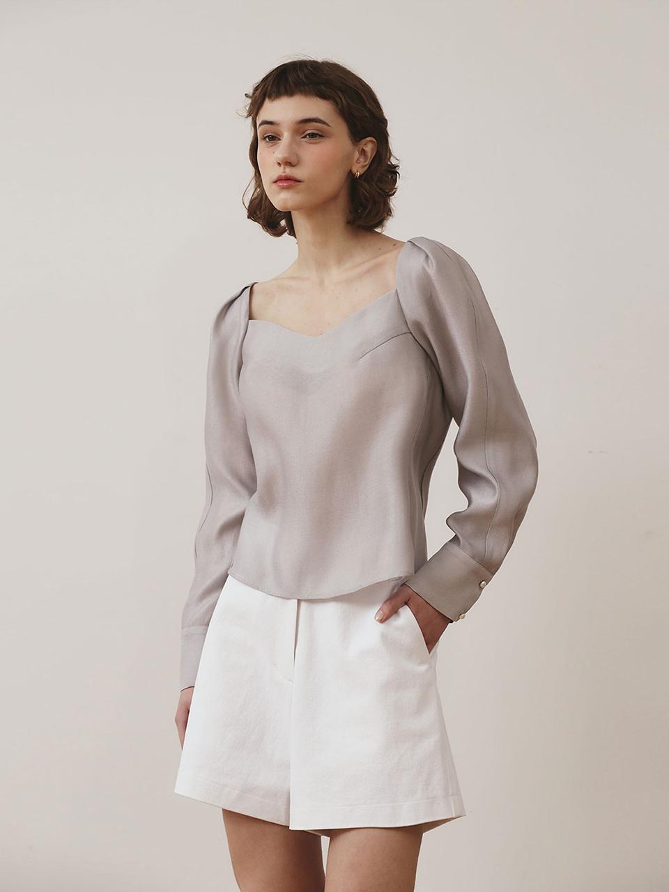 GIEMAR LOVE SCARF BLOUSE GRAY