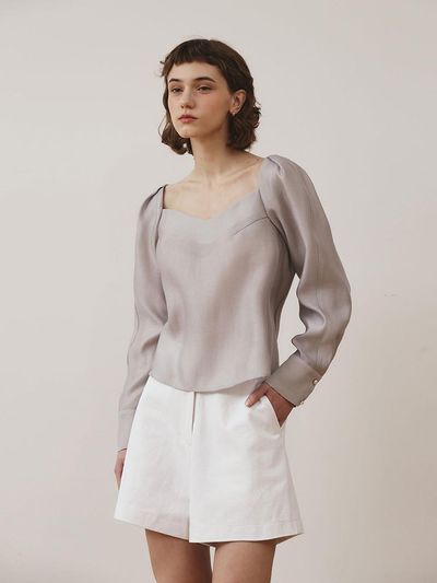 GIEMAR LOVE SCARF BLOUSE GRAY