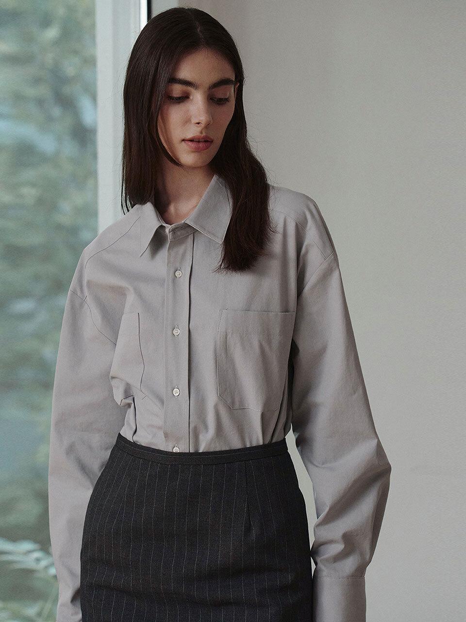 GIEMAR Oversize Cotton Structured Shirt [Blue]