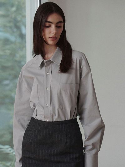 GIEMAR Oversize Cotton Structured Shirt [Blue]