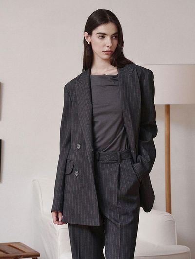 GIEMAR Stripe Overfit Double Jacket [Charcoal]