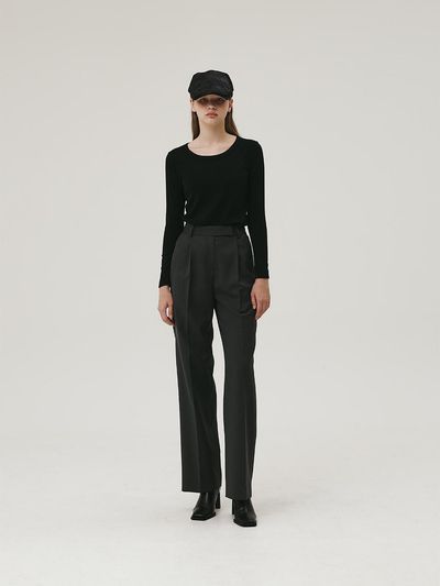 GIEMAR TENCEL SLACKS CHARCOAL