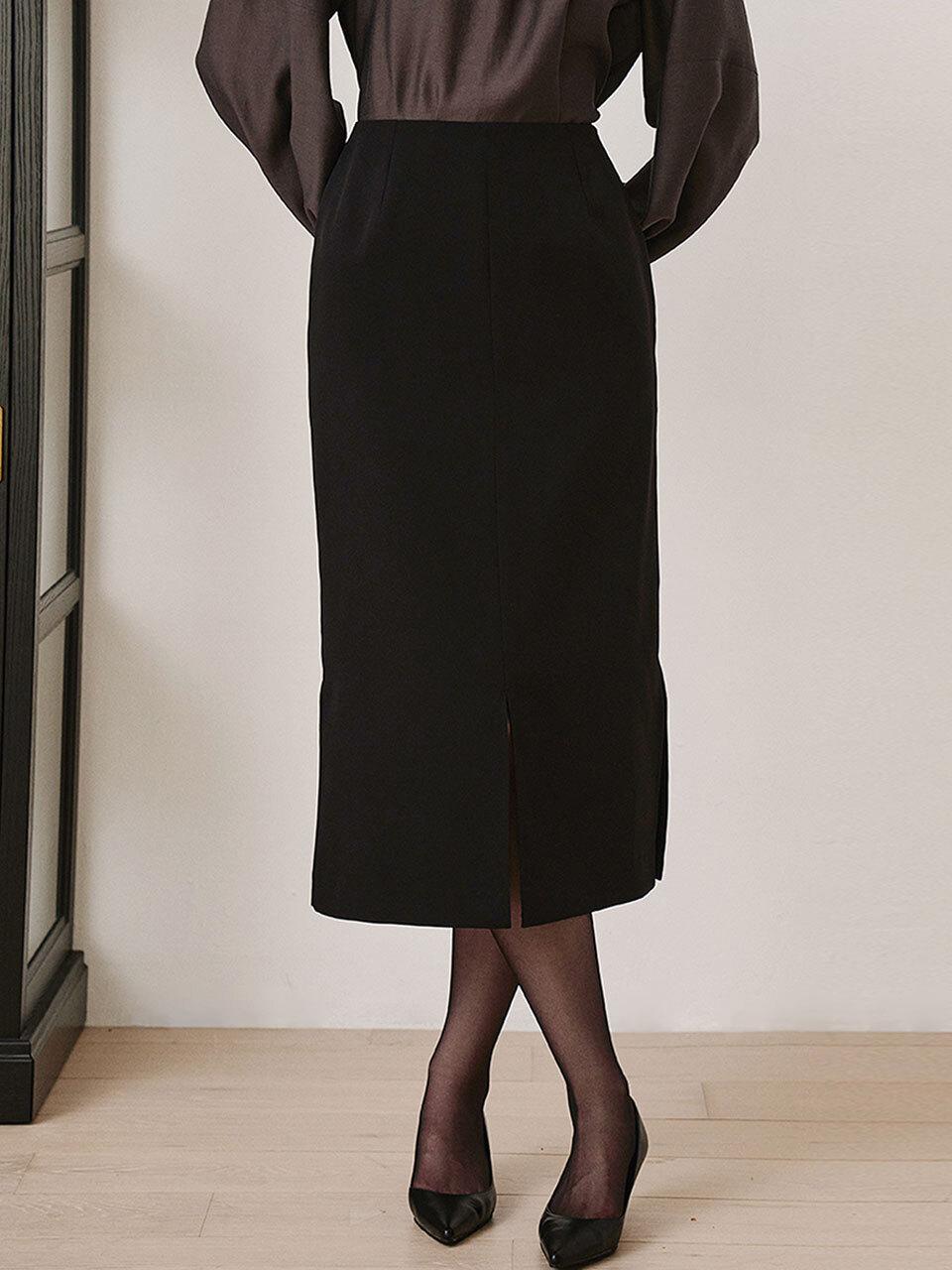 GIEMAR Two Way Slit Mid-Length Skirt [Black]