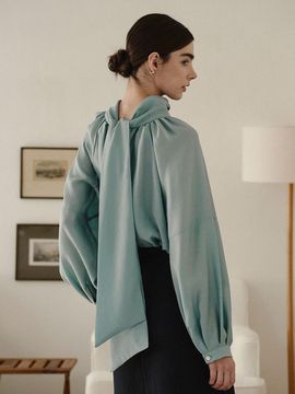 GIEMAR TWO WAY TIE BLOUSE AQUA