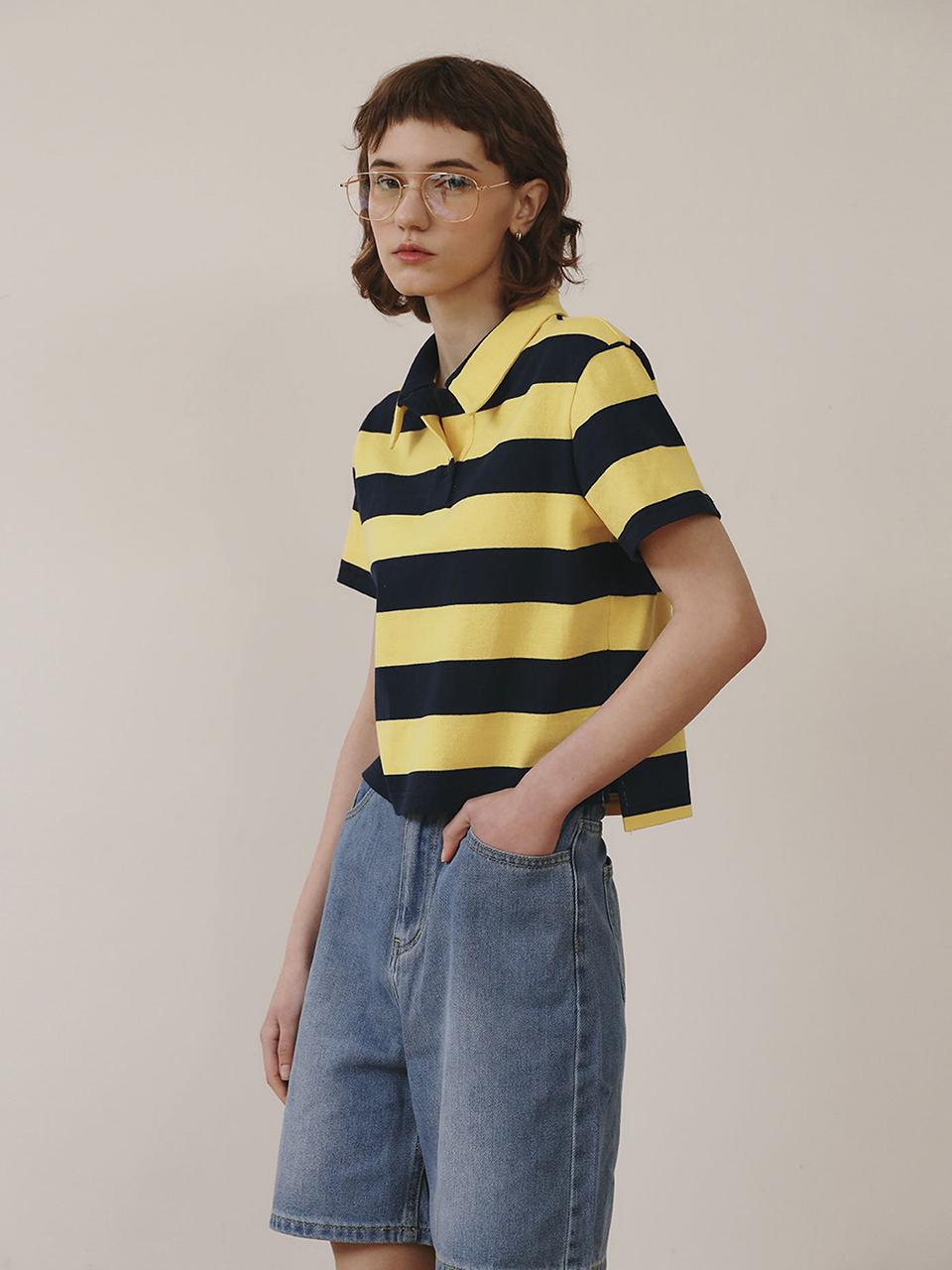 GIEMAR WIDE STRIPE COLLAR YELLOW Long Sleeve / Short Sleeve
