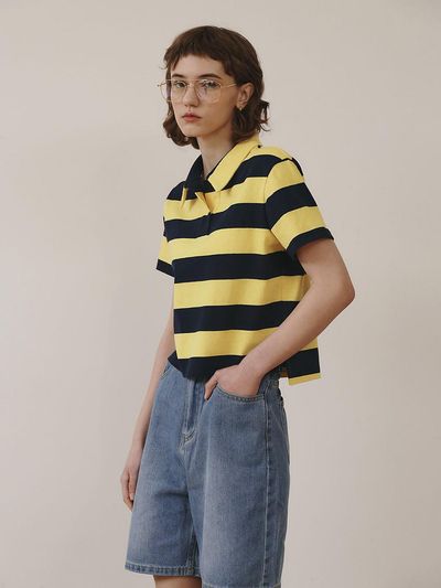 GIEMAR WIDE STRIPE COLLAR YELLOW Long Sleeve / Short Sleeve