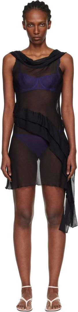 Gimaguas Gimaguas Black Boa Minidress