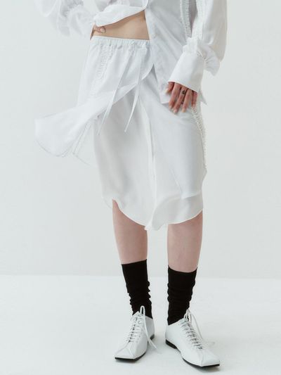 GIMMETHEYOUNG G_LINE SIHRRING LAYERED SKIRT / WHITE
