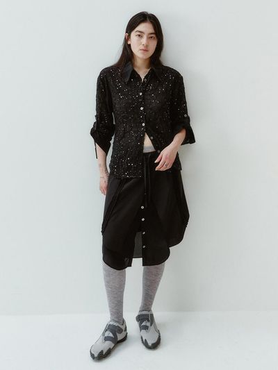 GIMMETHEYOUNG G_SPANGLE BLOCK SHIRT / BLACK