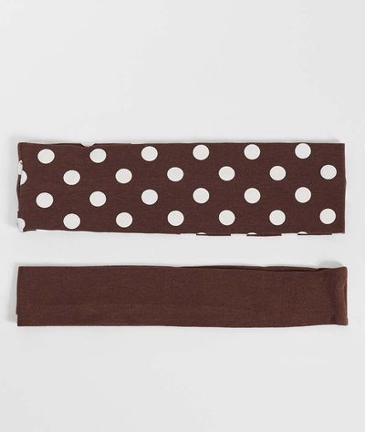 GINA TRICOT Gina Tricot 2-pack headband set in brown and white polka dot print-Multi
