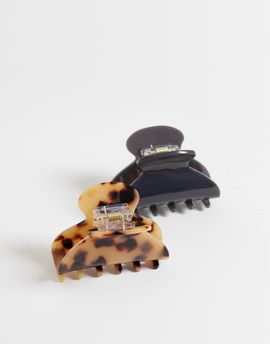 GINA TRICOT Gina Tricot 2 pack hair clips in navy & tortoise