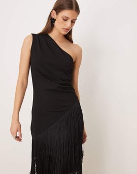 GINA TRICOT Gina Tricot asymmetric longline fringe top in black - part of a set