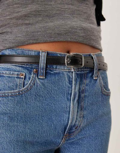 GINA TRICOT Gina Tricot belt with silver buckle in black