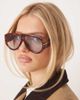 GINA TRICOT Gina Tricot bold aviator sunglasses with blue light lenses in tortoise print-Brown - 1