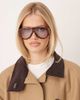 GINA TRICOT Gina Tricot bold aviator sunglasses with blue light lenses in tortoise print-Brown - 3