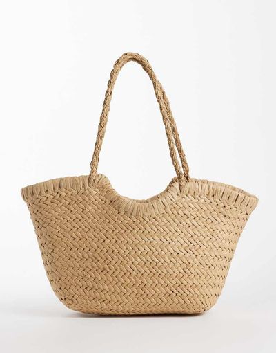 GINA TRICOT Gina Tricot braided straw tote bag in light brown