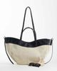 GINA TRICOT Gina Tricot canvas tote bag with faux leather trim in off white and black-Multi - 2