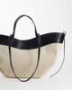 GINA TRICOT Gina Tricot canvas tote bag with faux leather trim in off white and black-Multi - 4