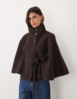 GINA TRICOT Gina Tricot cape jacket with belt in brown