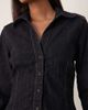 GINA TRICOT Gina Tricot cinched waist denim shirt in dark rinse blue-Navy - 3