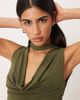 GINA TRICOT Gina Tricot cowl neck scarf top in olive green - 3