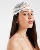 GINA TRICOT Gina Tricot crochet beanie with faux pearl trim in off-white - 1
