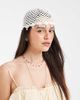 GINA TRICOT Gina Tricot crochet beanie with faux pearl trim in off-white - 3