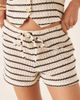 GINA TRICOT Gina Tricot crochet shorts in light beige and black stripe - part of a set-Neutral - 2