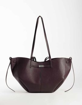 GINA TRICOT Gina Tricot double strap tote with buckle detail in burgundy-Red